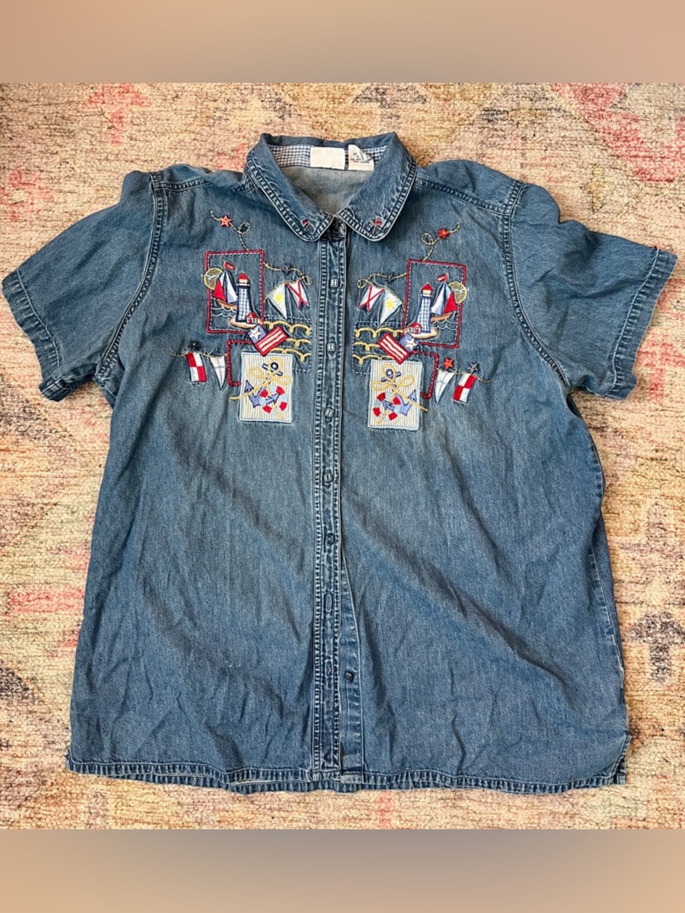 %100 Cotton Vintage Bobbie Brown Embroidered Nautical Lighthouse 18W/20W